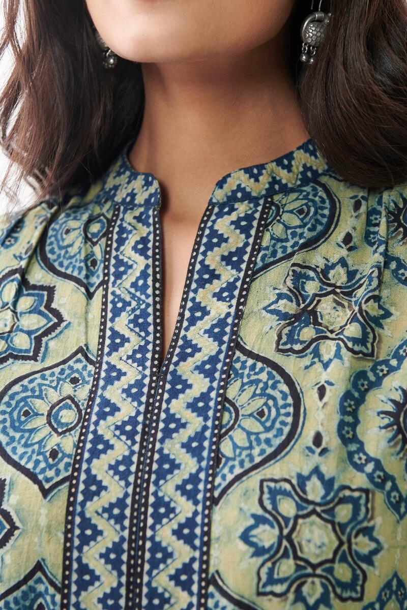 Indigo Hand Block Printed Cotton Top