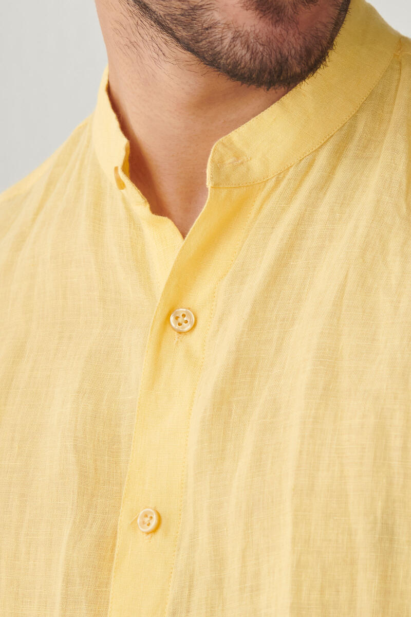 Yellow Handcrafted Linen Shirt