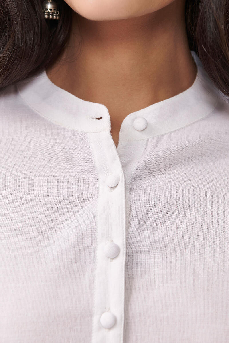 White Handcrafted Cotton Loungewear Set