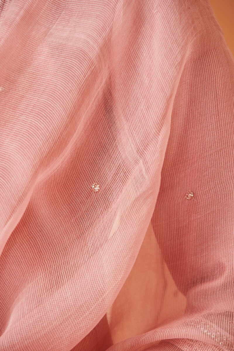 Pink Handcrafted Cotton Silk Dupatta