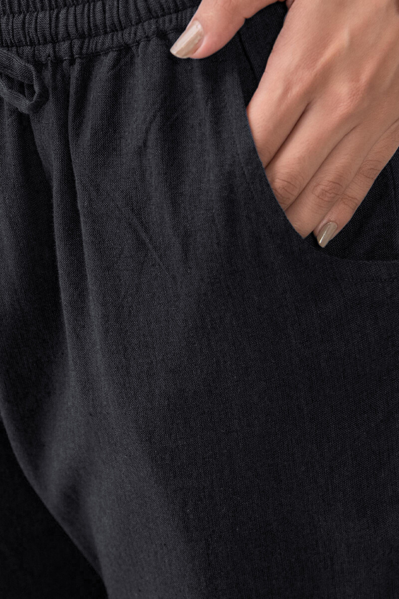 Black Handcrafted Cotton Narrow Pants