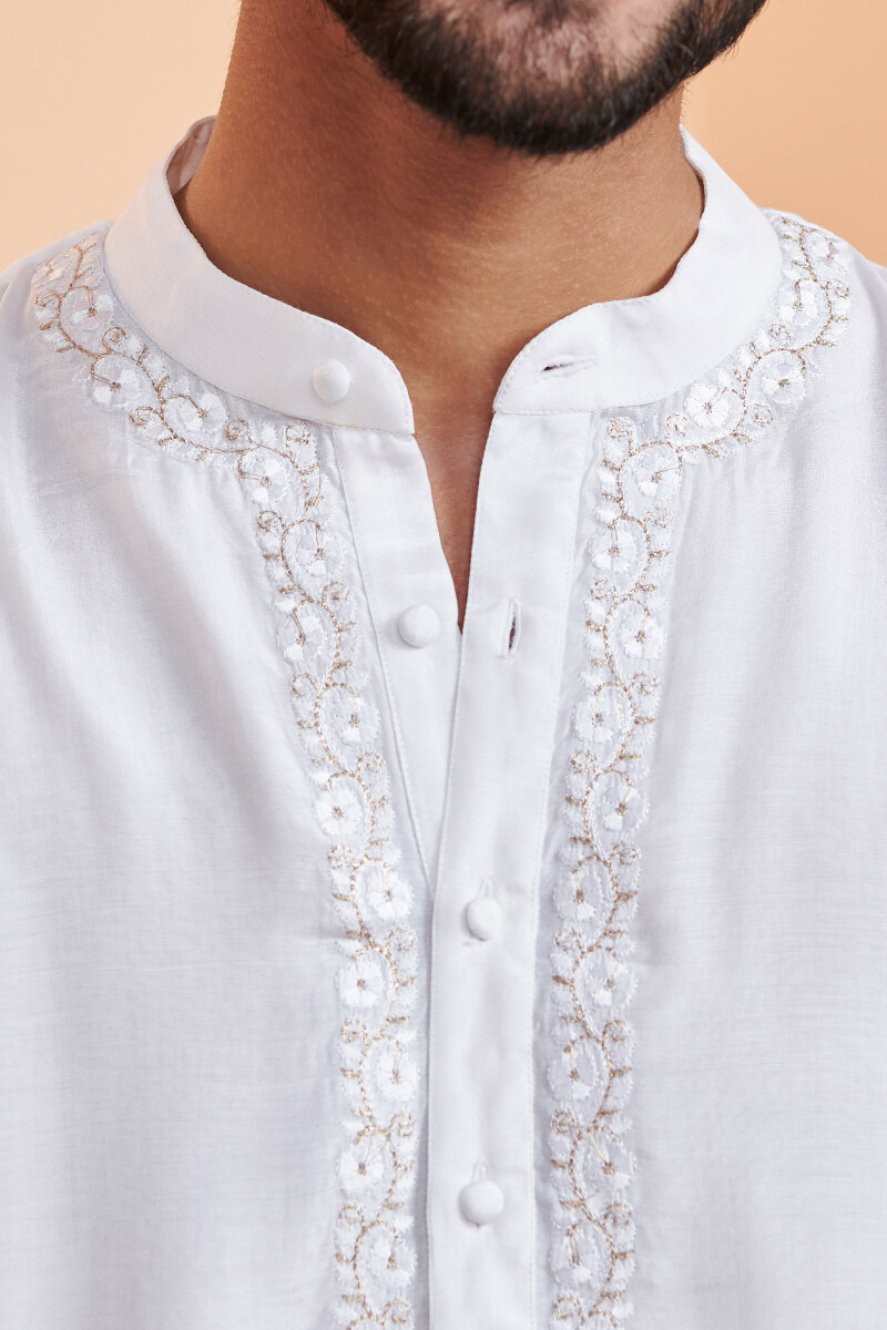 White Handcrafted Modal Kurta