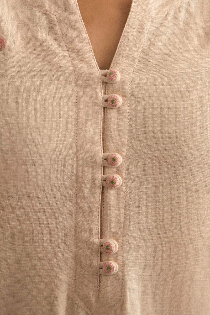 Pink Handcrafted Straight Cotton Kurta