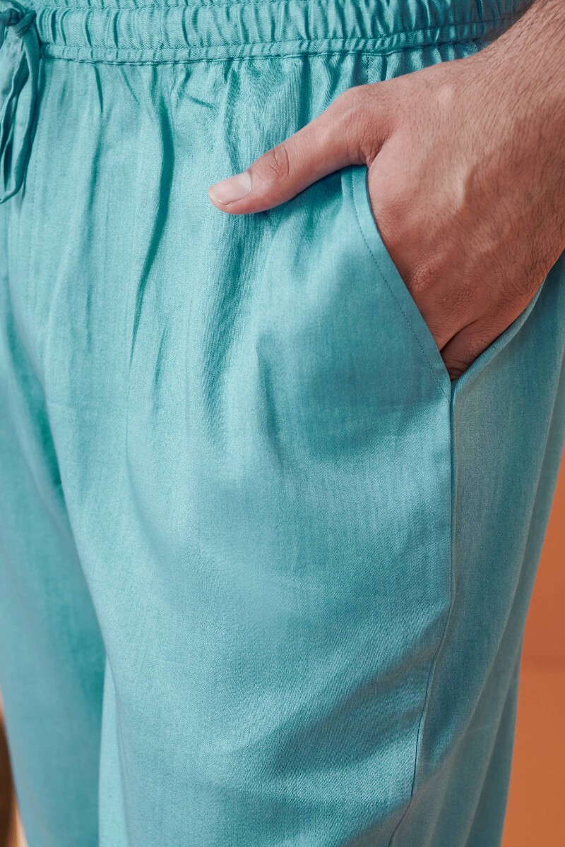 Blue Handcrafted Vegan Silk Pants