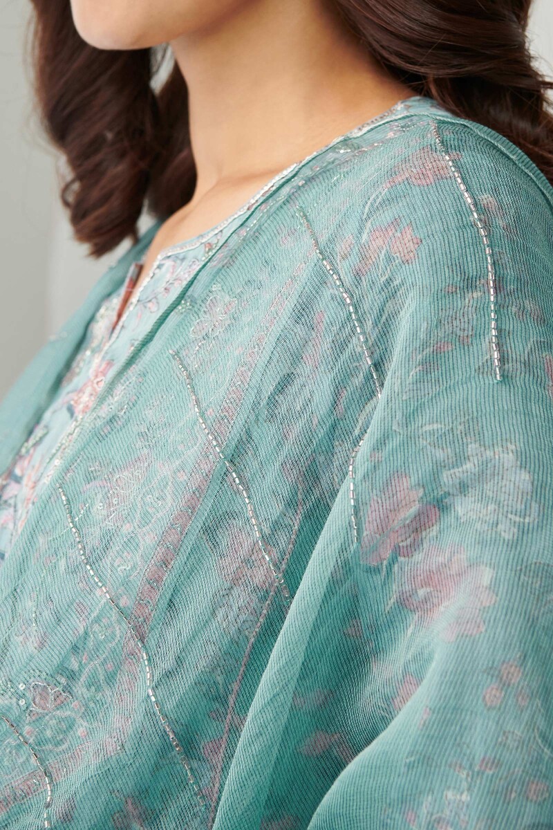 Blue Handcrafted Cotton Silk Dupatta