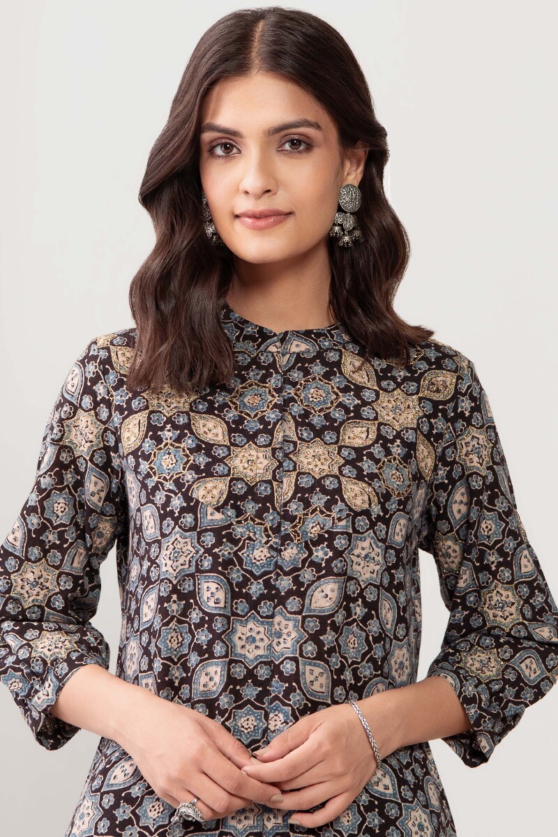Ajrak Hand Block Printed Straight Cotton Kurta
