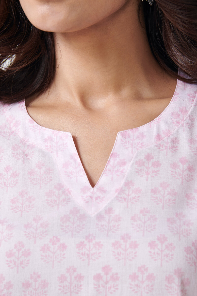 Pink Hand Block Printed Cotton Loungewear Set