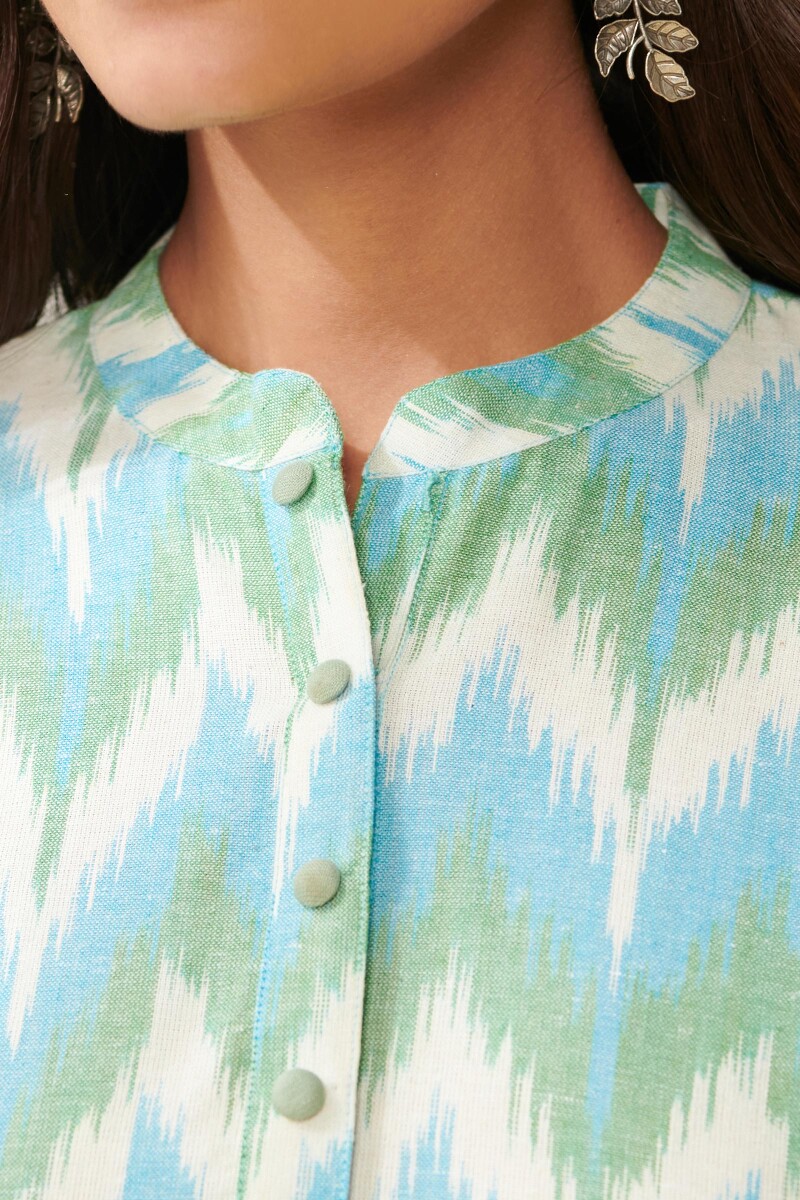 Blue Hand Block Printed Straight Cotton Kurta
