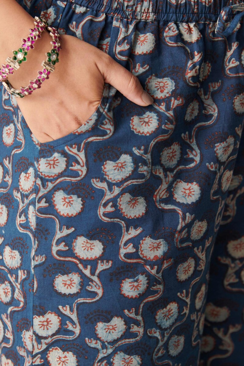 Indigo Hand Block Printed Cotton Farsi