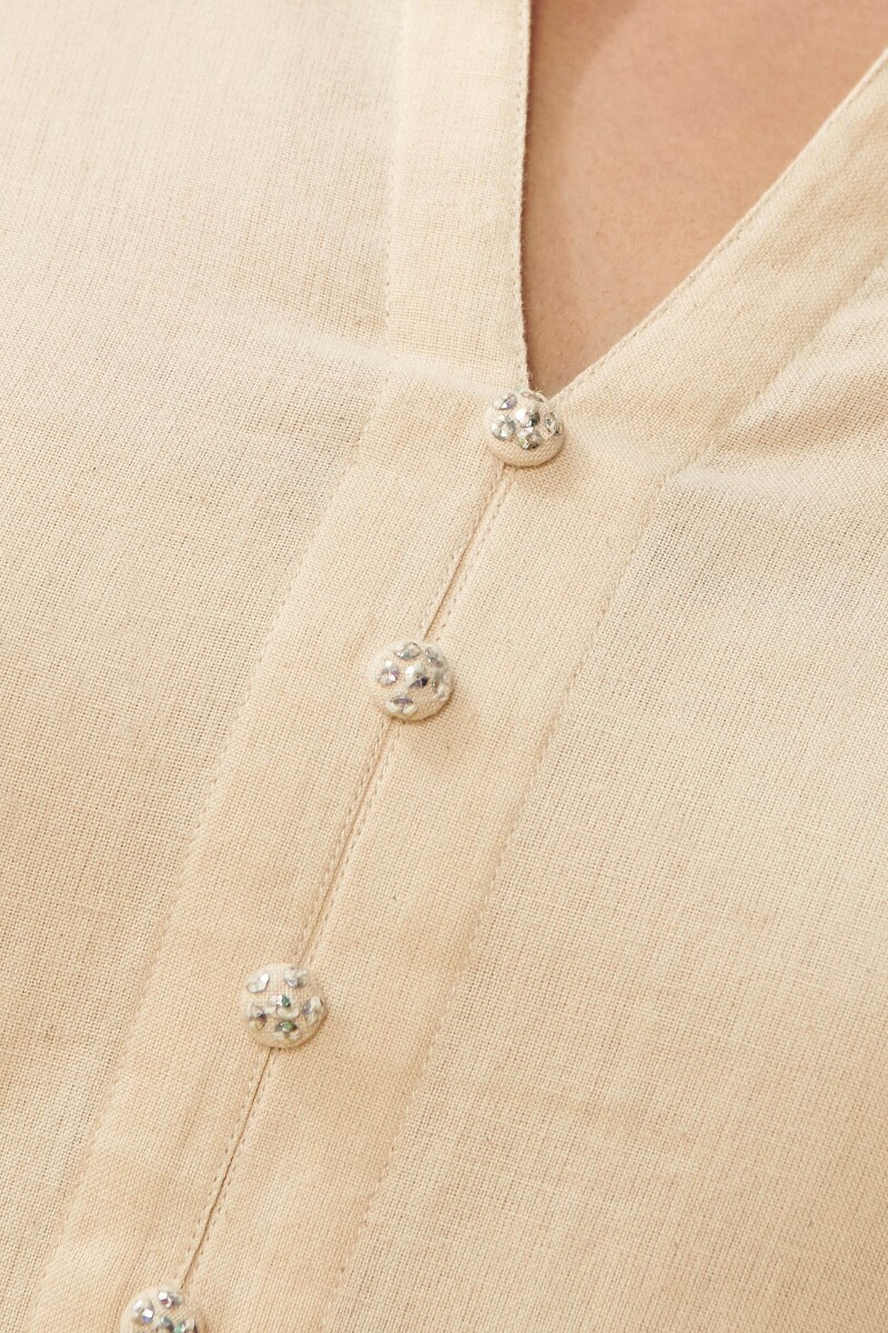 Beige Handcrafted Straight Cotton Kurta