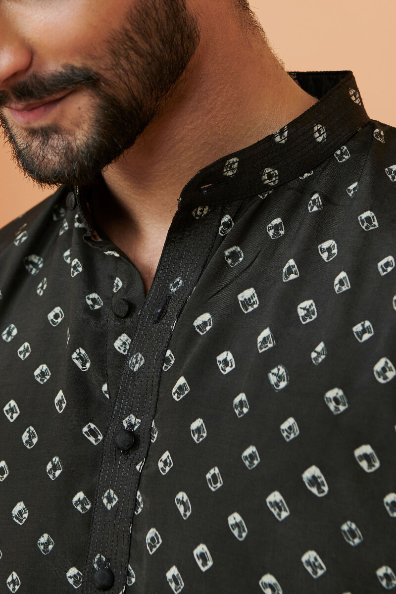 Black Printed Modal Kurta