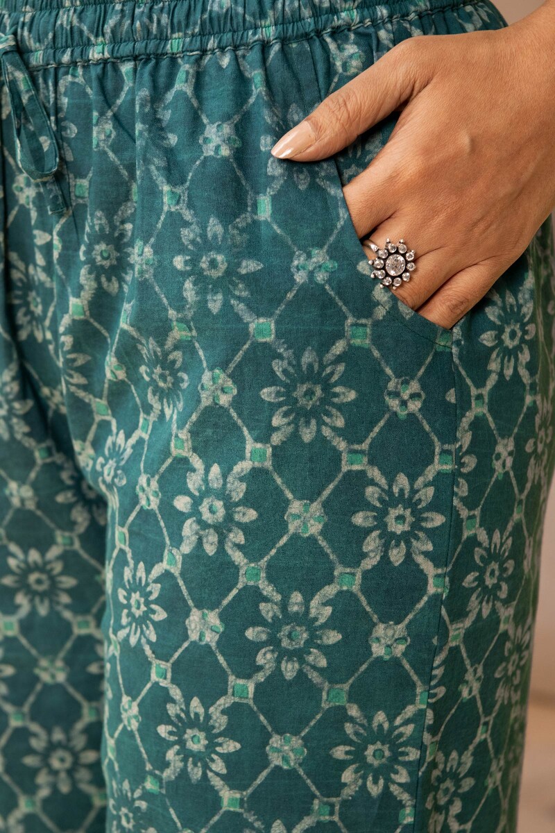 Blue Hand Block Printed Cotton Farsi