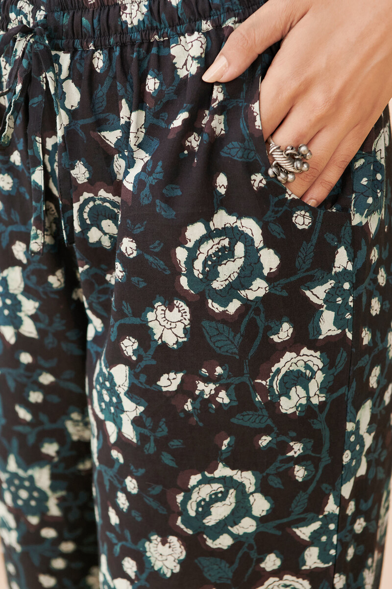 Black Hand Block Printed Cotton Farsi