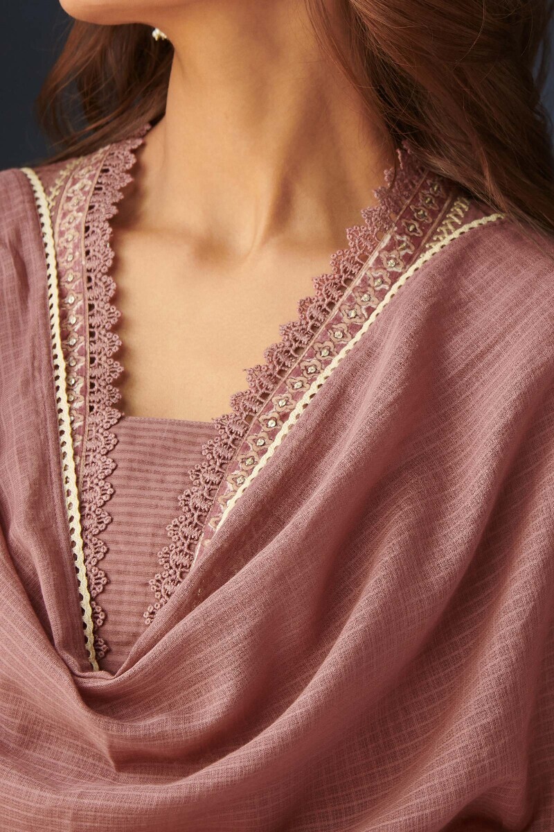 Mauve Handcrafted Kota Dupatta
