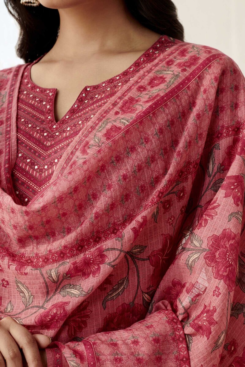 Pink Printed Kota Dupatta
