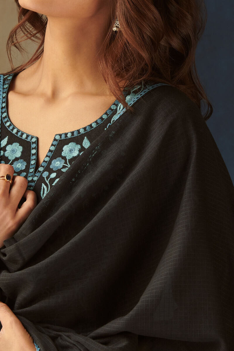 Black Handcrafted Kota Dupatta