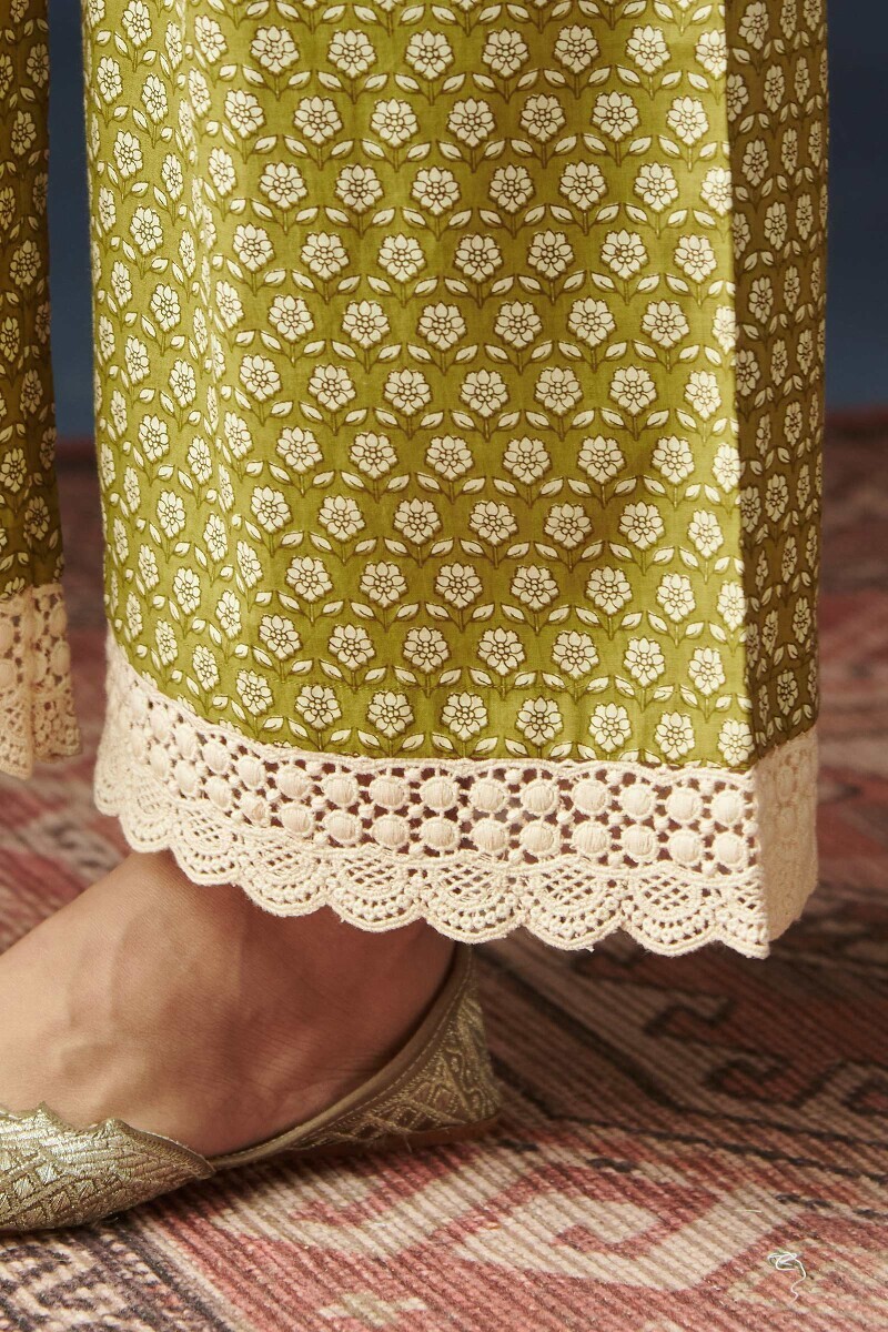 Green Hand Printed Cotton Farsi