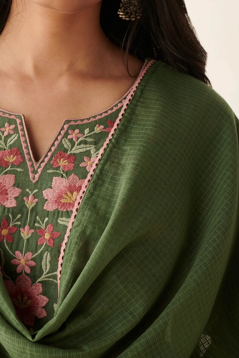 Green Handcrafted Kota Dupatta