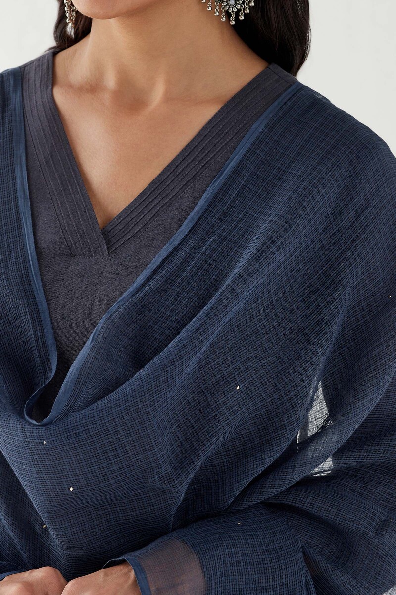 Sage Blue Handcrafted Kota Dupatta