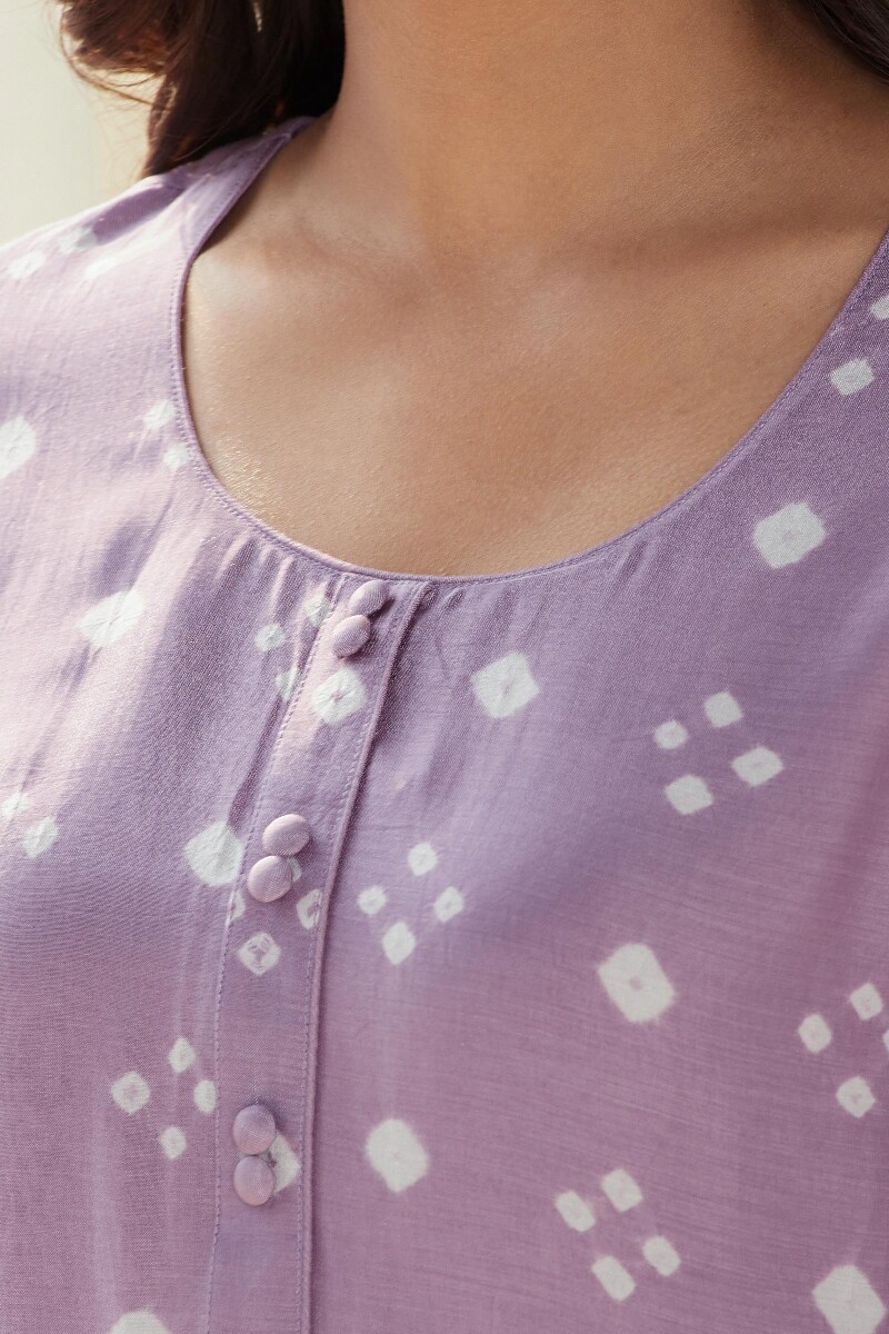 Purple Printed Straight Modal Kurta
