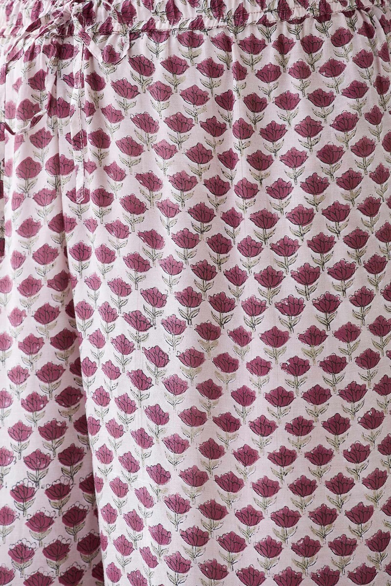 Pink Hand Block Printed Modal Izhaar Pants