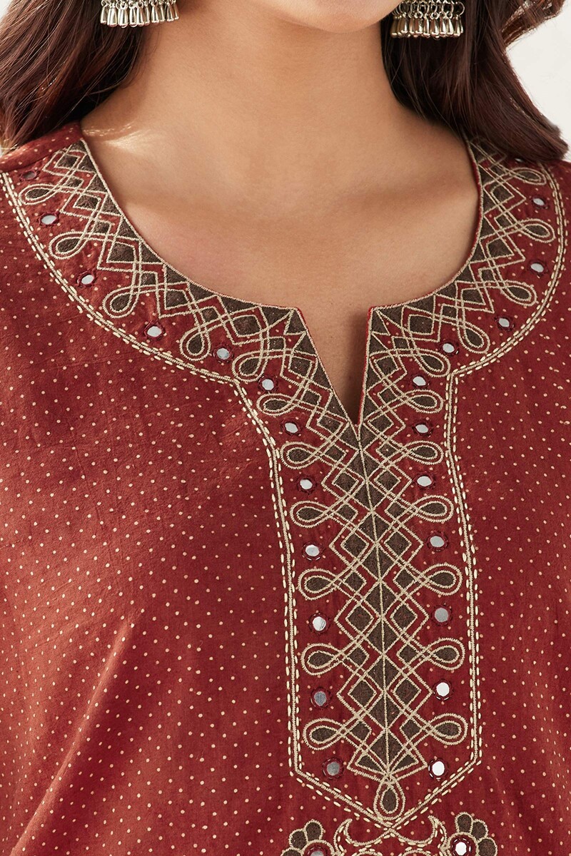 Ajrak Hand Block Printed Straight Cotton Kurta