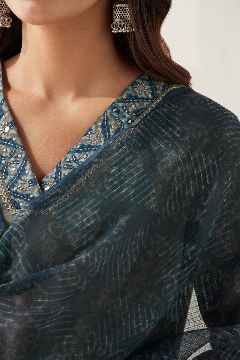 Akola Hand Block Printed Kota Dupatta
