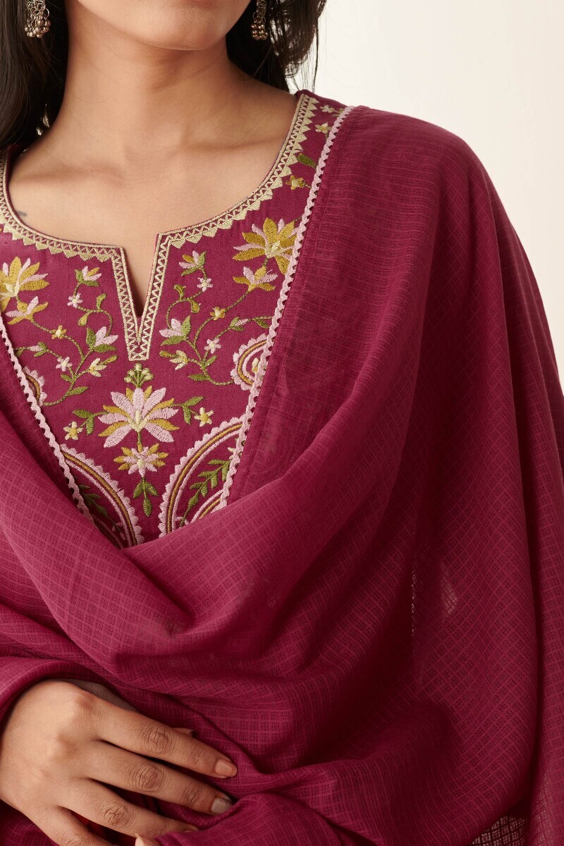 Pink Handcrafted Kota Dupatta