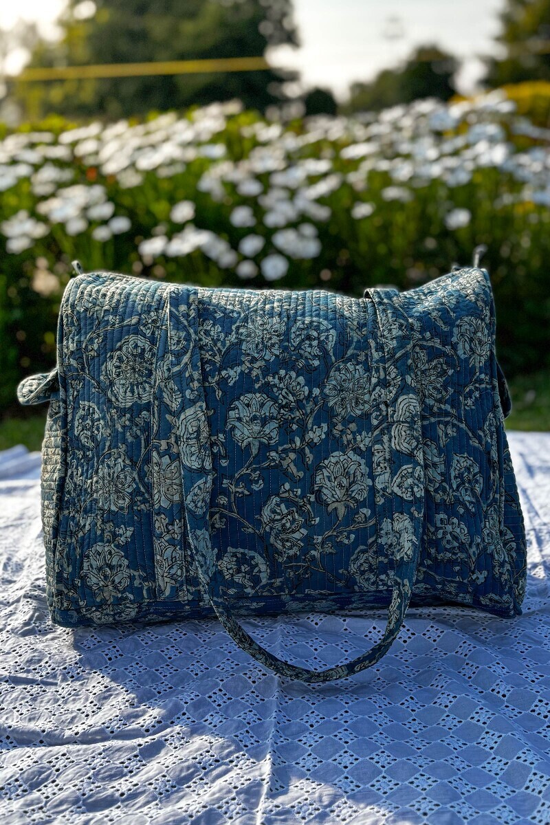 Akola Hand Block-Printed Cotton Duffel Bag
