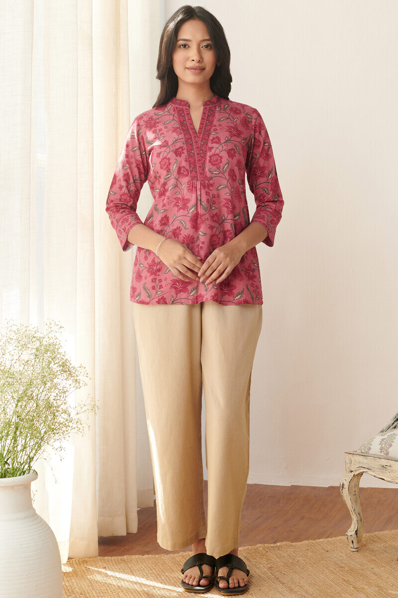 Pink Printed Cotton Top