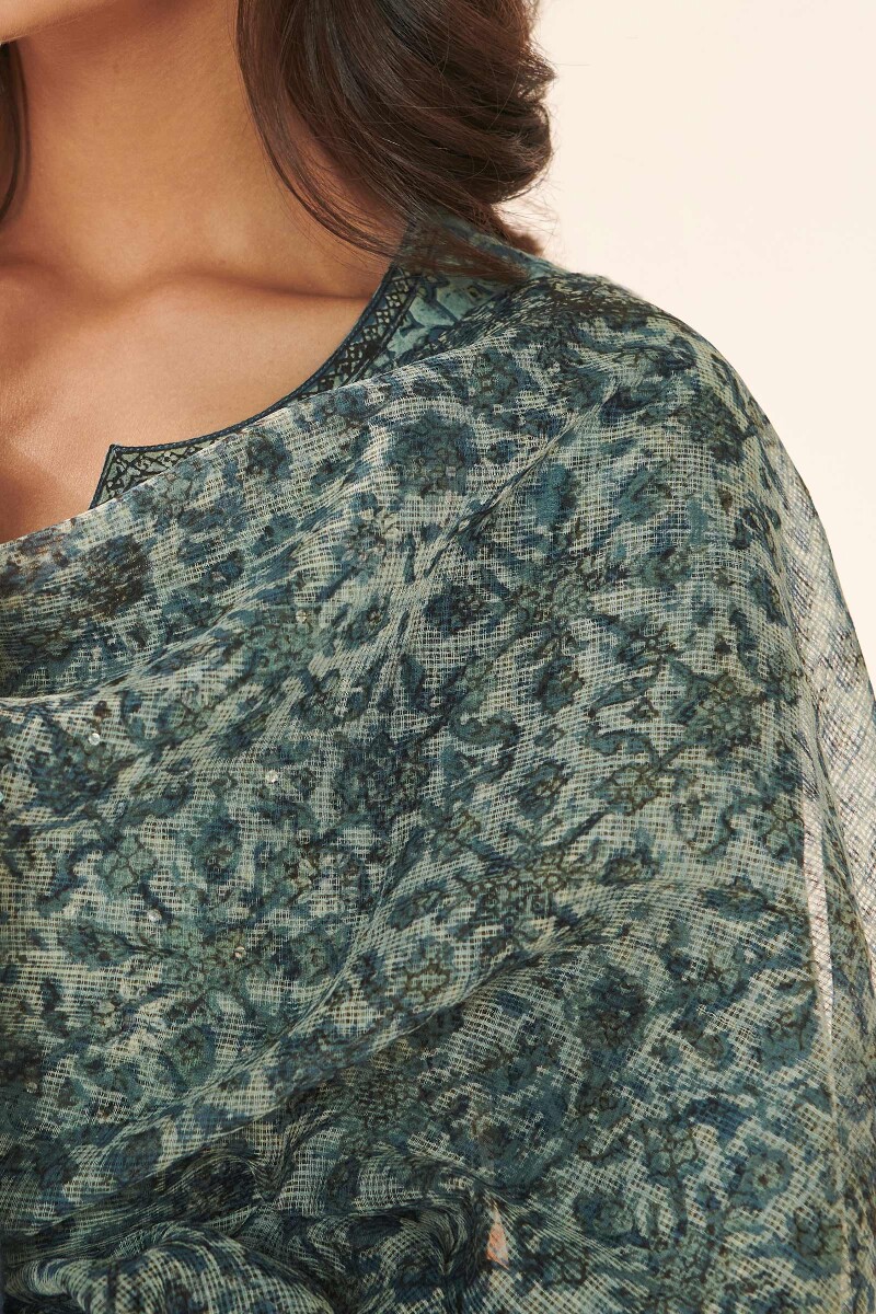 Akola Hand Block Printed Kota Dupatta
