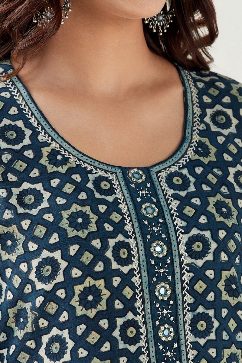 Ajrak Hand Block Printed Straight Cotton Kurta