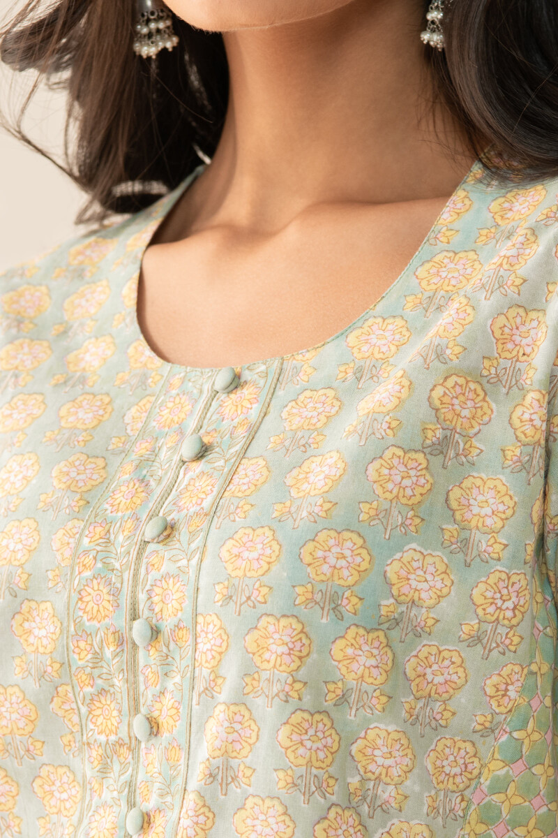 Blue Hand Block Printed Cotton Top