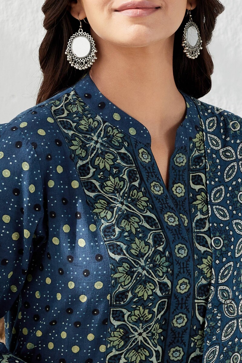 Ajrak Hand Block Printed A-Line Cotton Kurta