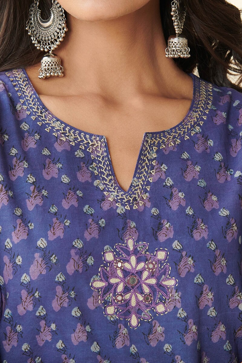 Akola Hand Block Printed Straight Cotton Kurta