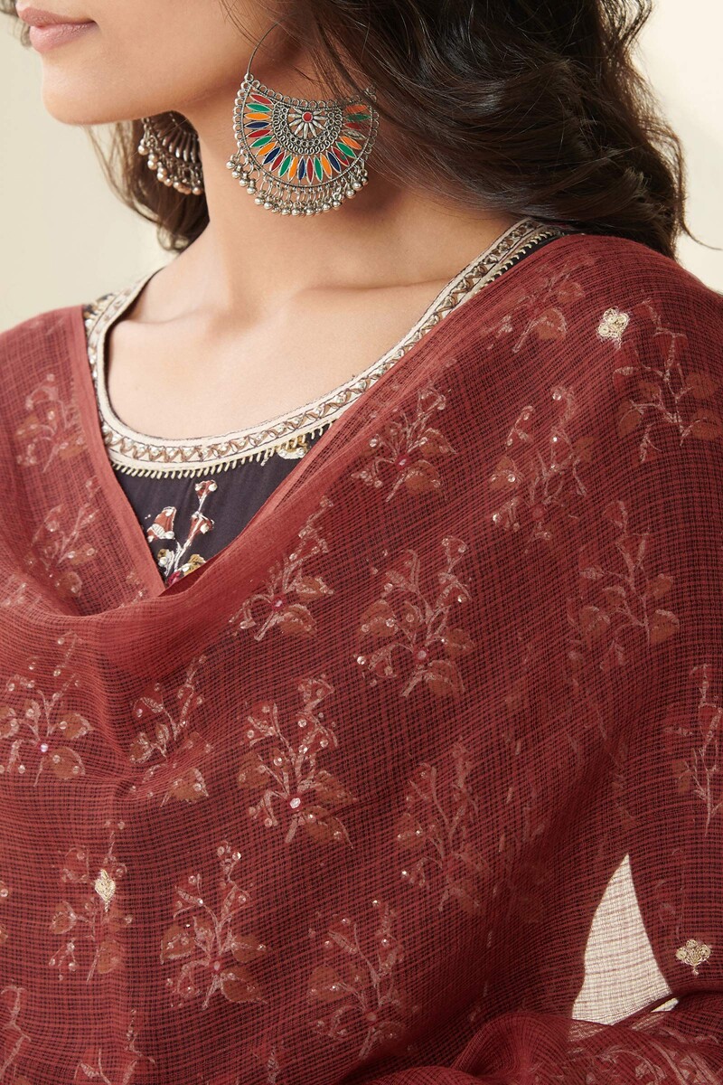 Red Handcrafted Kota Dupatta