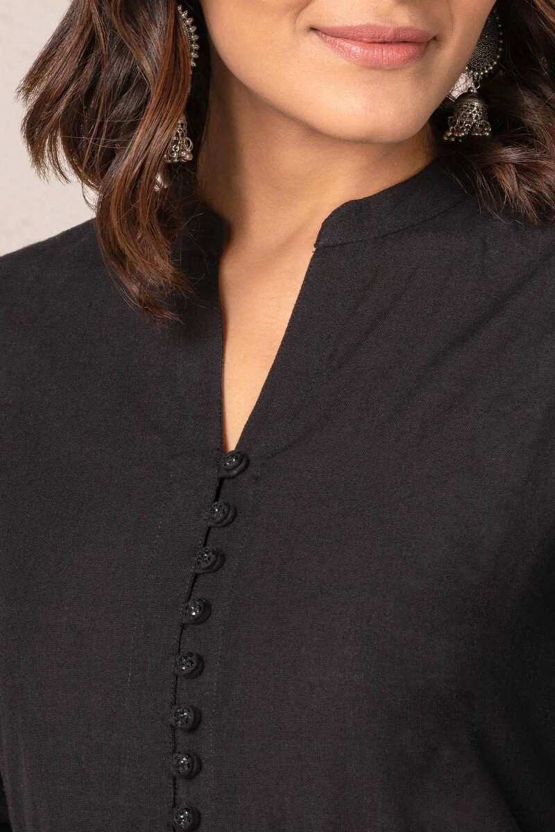 Black Handcrafted Straight Handloom Kurta