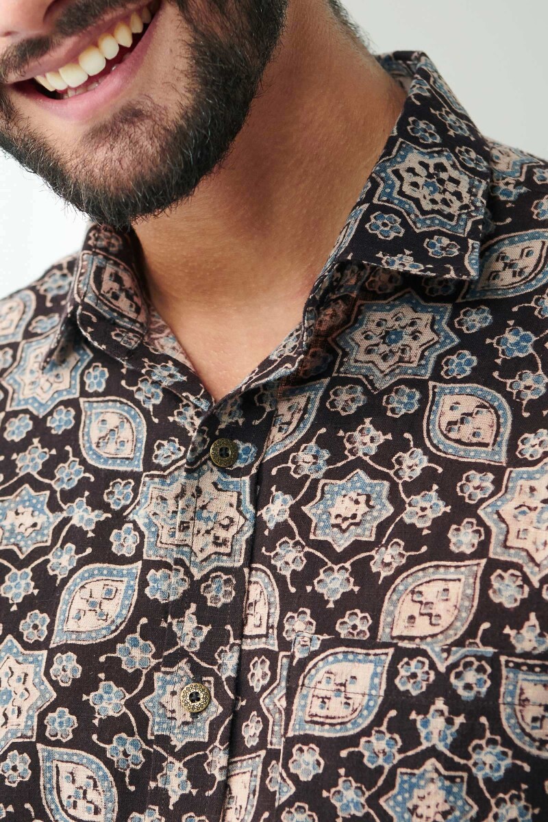 Ajrak Hand Block Printed Cotton Shirt