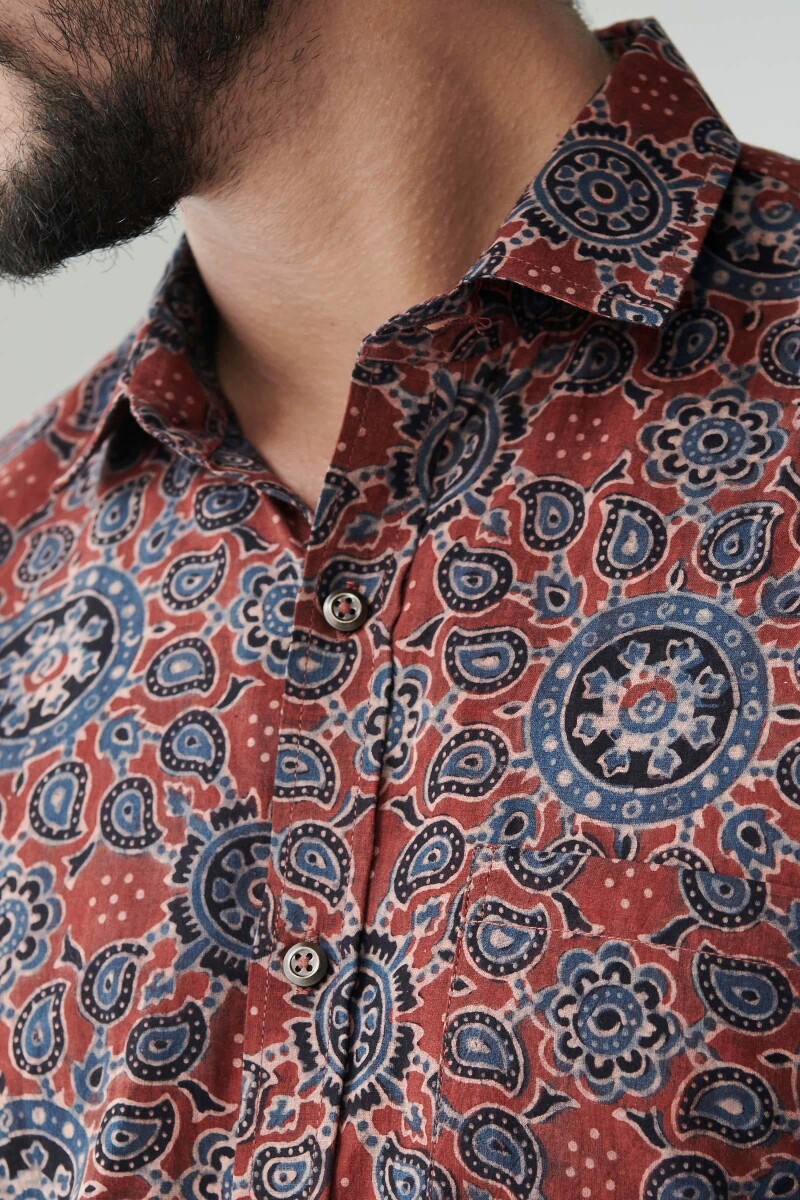 Ajrak Hand Block Printed Cotton Shirt