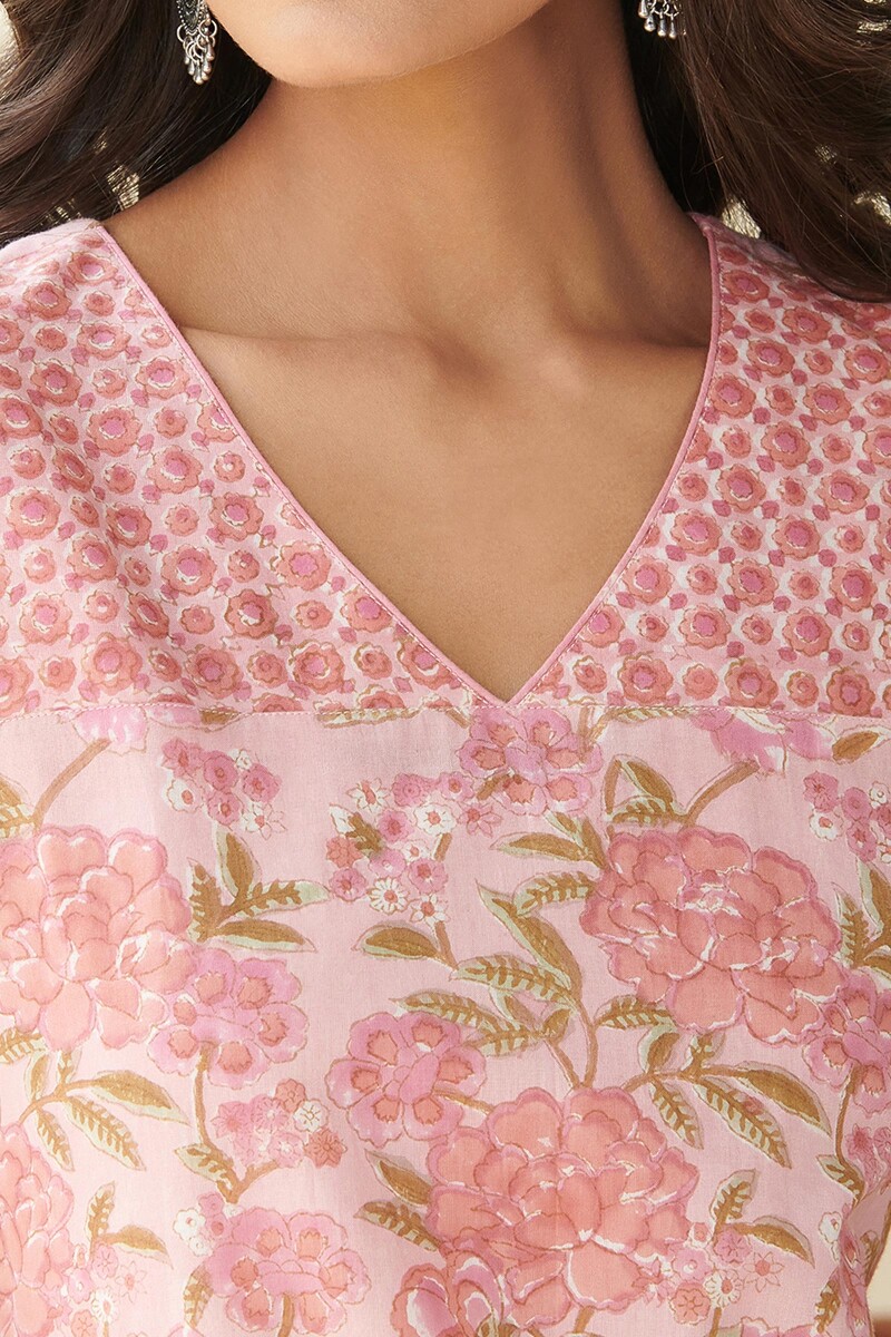 Pink Hand Block Printed Cotton Top