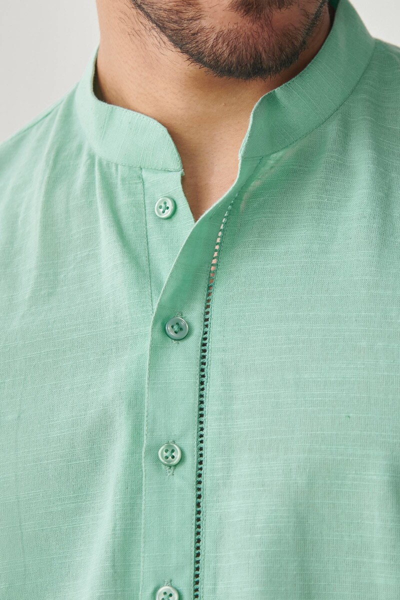 Green Handcrafted Cotton Kurta