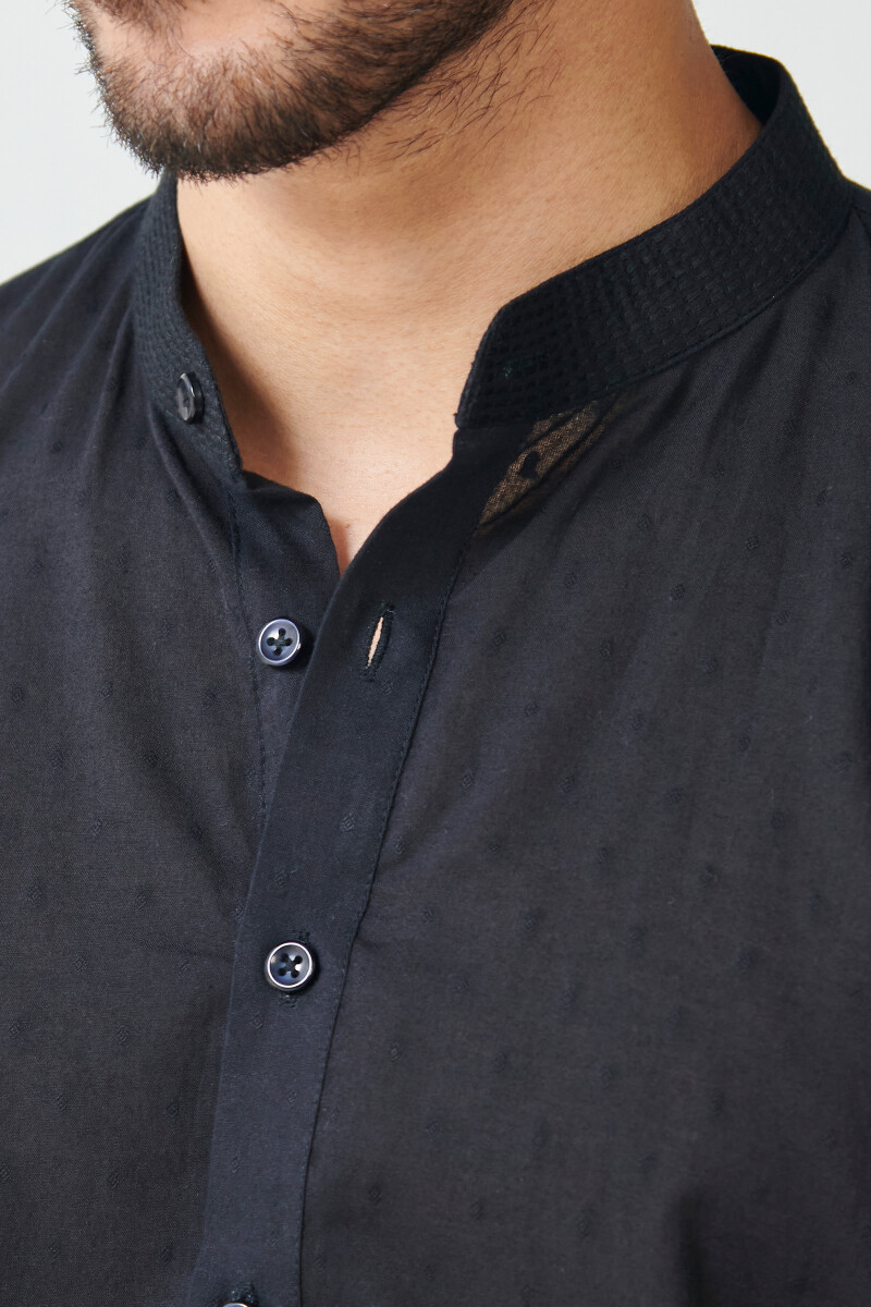 Black Handcrafted Cotton Kurta