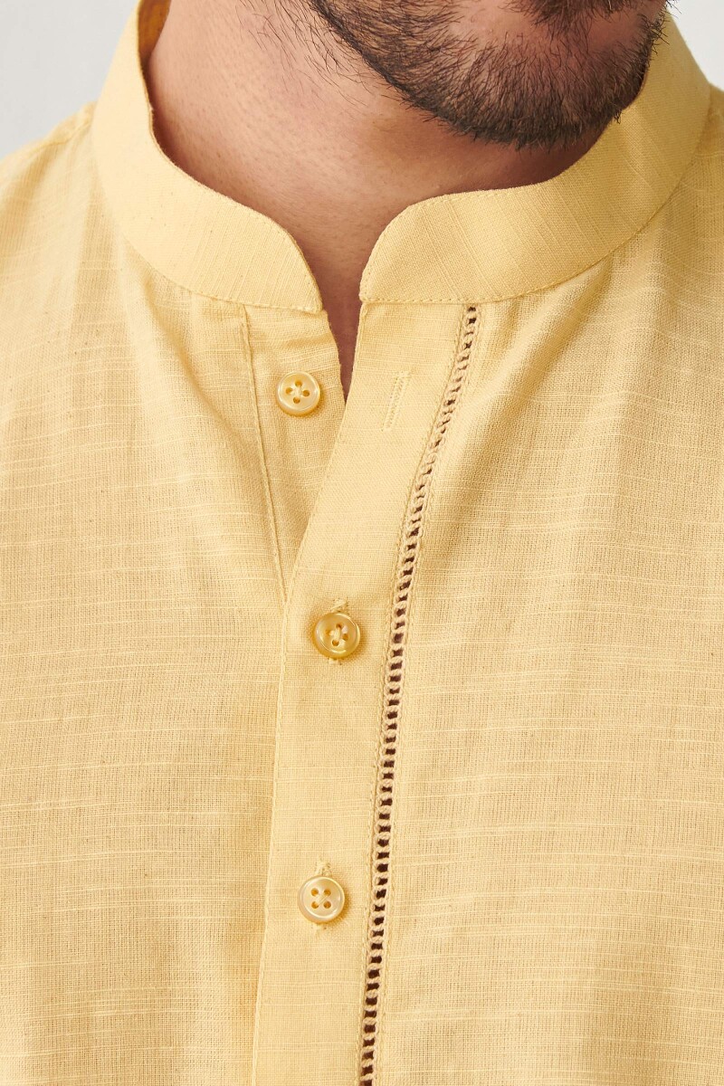 Yellow Handcrafted Cotton Kurta