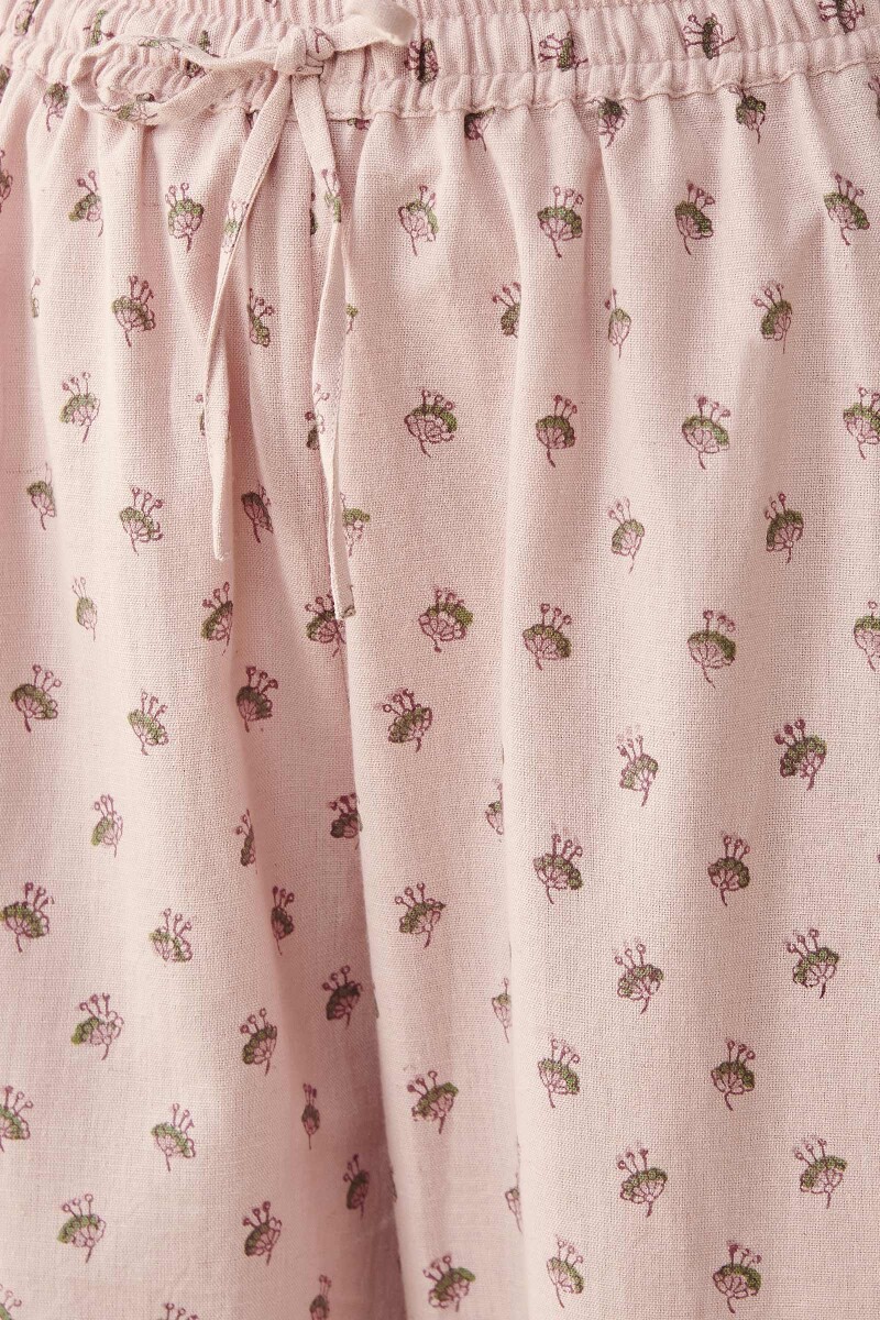 Pink Hand Block-Printed Cotton Izhaar Pants