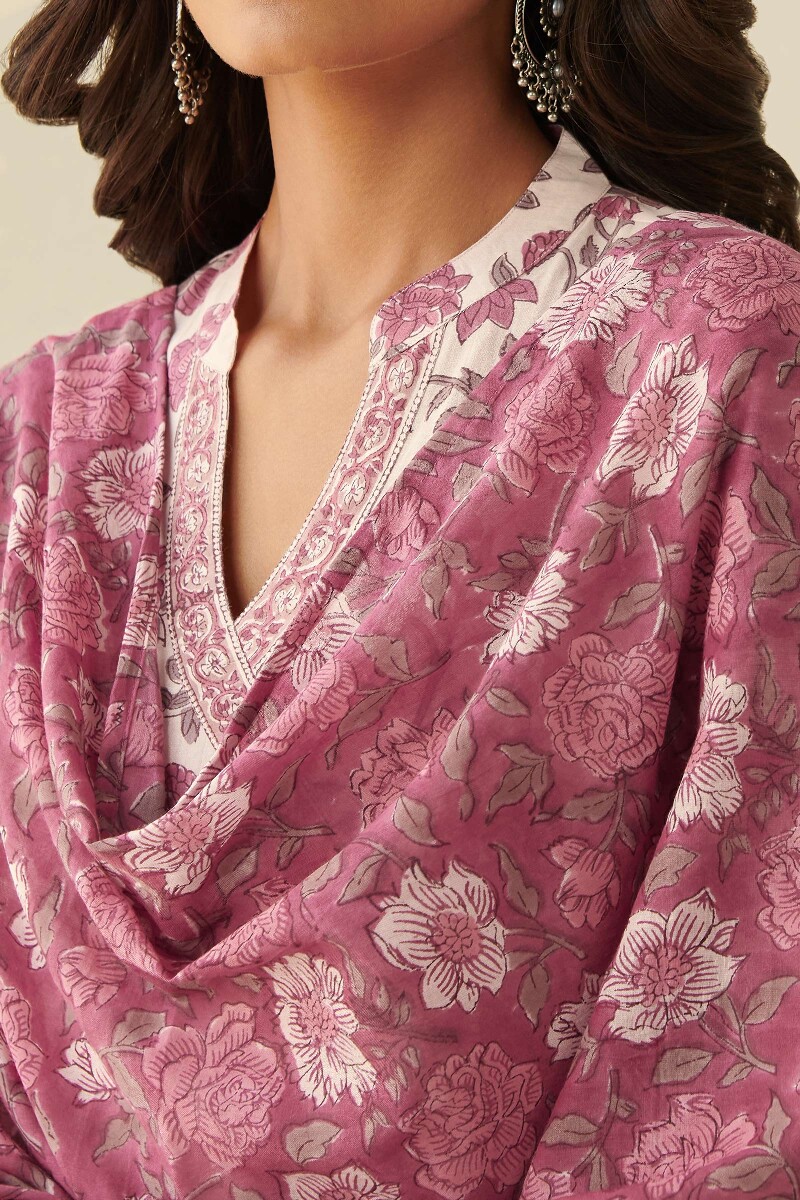 Pink Hand Block Printed Cotton Dupatta