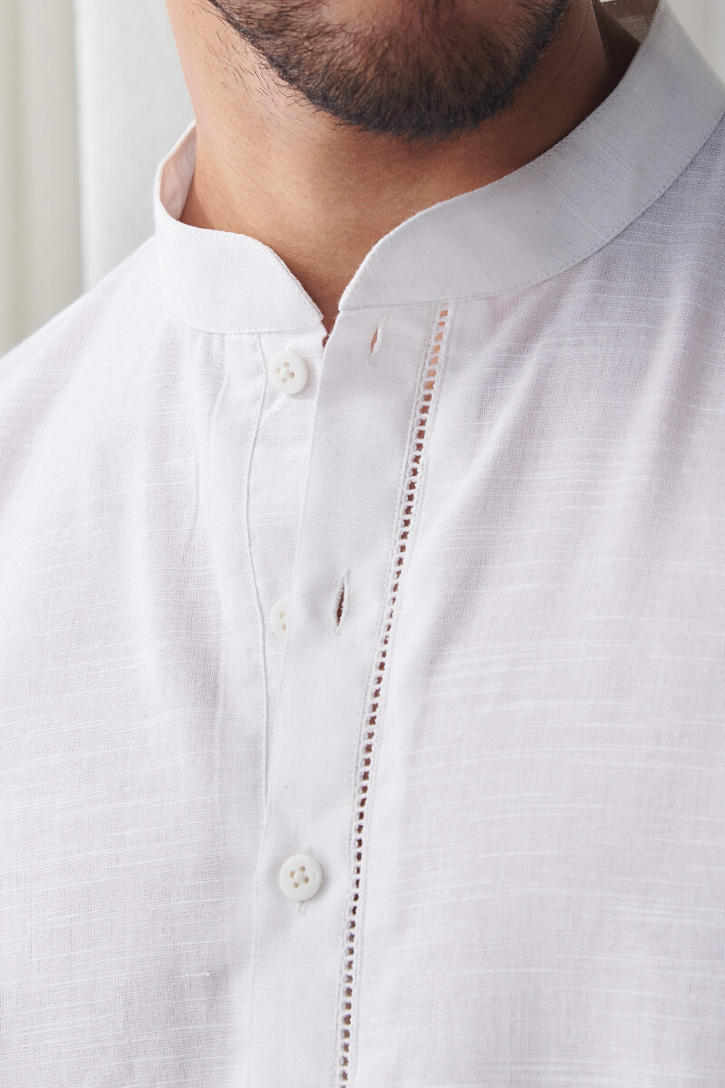 White Handcrafted Cotton Kurta