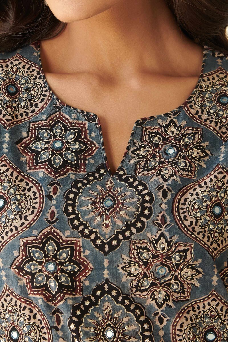 Ajrak Hand Block Printed Straight Cotton Kurta