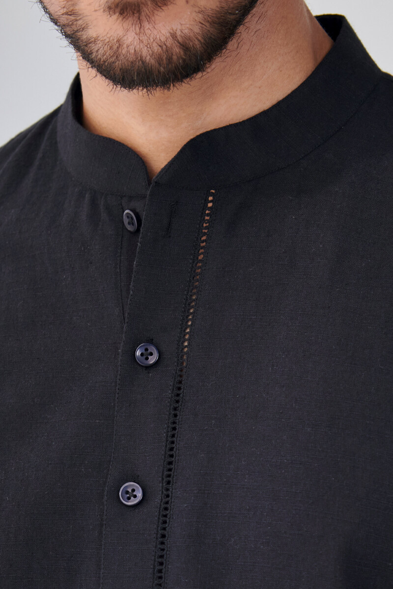 Black Handcrafted Cotton Kurta