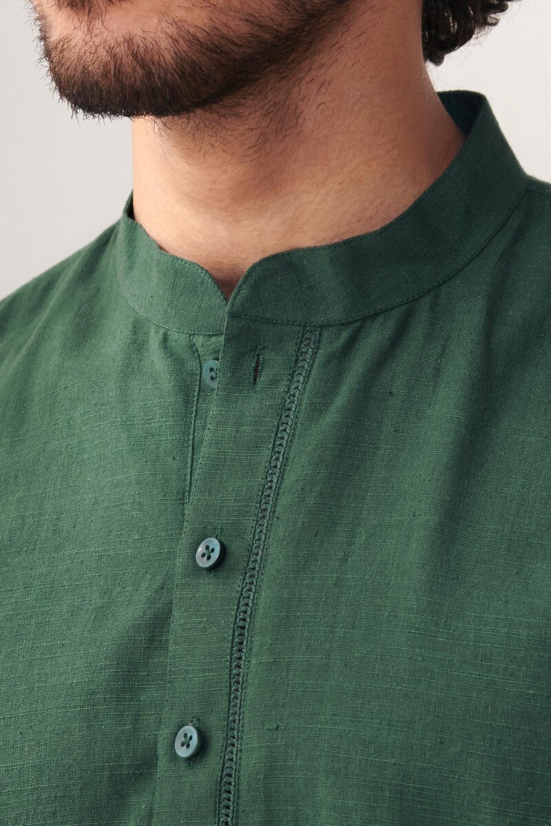 Green Handcrafted Cotton Kurta