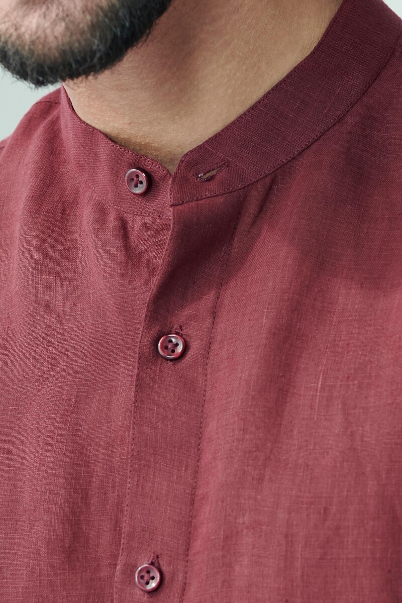 Maroon Handcrafted Linen Shirt